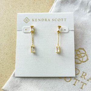 NEW Kendra Scott Gold White Crystal Juliette Drop Earrings